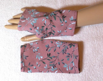 Twigs, Oekotex jersey, neurodermatitis, eczema, light cuffs, thumb hole, fingerless gloves, summer cuffs, rosewood, green