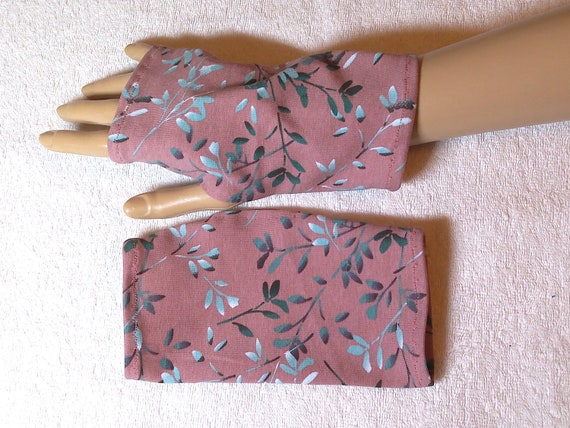 Zweige, Oekotex Jersey, Neurodermitis, Ekzem, leichte Stulpen, Daumenloch,  fingerlose Handschuhe, Sommerstulpen, Rosenholz, grn - Etsy.de