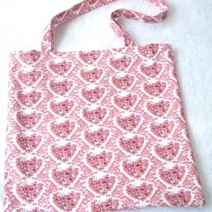 Vergissmeinnicht Herz rosa-rot Stofftasche lange Henkel reine Baumwolle, ca. 38 x 38 cm,  Blumen, romantisch