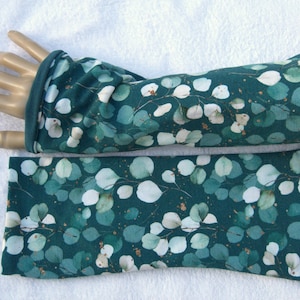 Eucalyptus Eucalyptus cuffs, fingerless gloves, inside jersey, cotton jersey Oeko Tex, green, petrol
