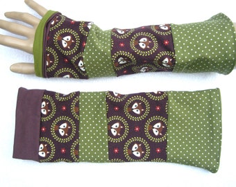 fox, fox, cuffs, pulse warmers, red, green, dots, dots, forest animals, bordeaux, Reineke