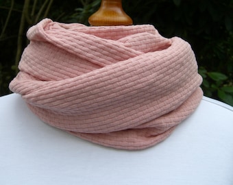 Organic cotton knit loop peach scarf infintiy scarf, long, wide, Mind the Maker, Wicker Knit