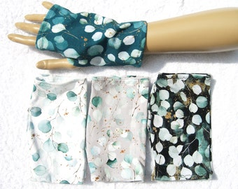 Eucalyptus, Oekotex-jersey, neurodermitis, eczeem, lichtgewicht manchetten, duimgat, vingerloze handschoenen, zomermanchetten, petrol, grijs, zwart