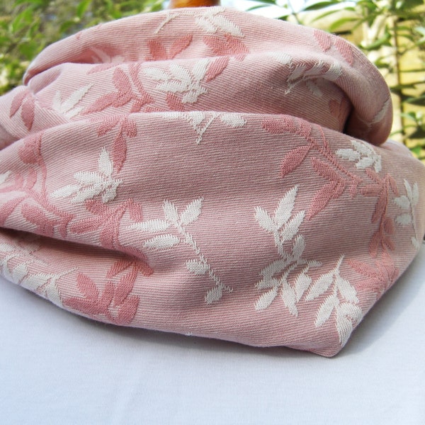 Organic Cuddly Jacquard shiny leaves by Stoffonkel, organic cotton, loop, pink, leaves, twigs, double-layered