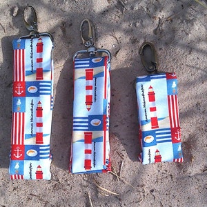 Keyring Amrum home port made of softshell with carabiner, North Sea, holiday, sea, lighthouse, dune, beach, island, keycard, souvenir
