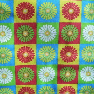 Pop-Art Stofftasche lange Henkel reine Baumwolle, ca. 38 x 38 cm, Daisy, bunt, Blumen