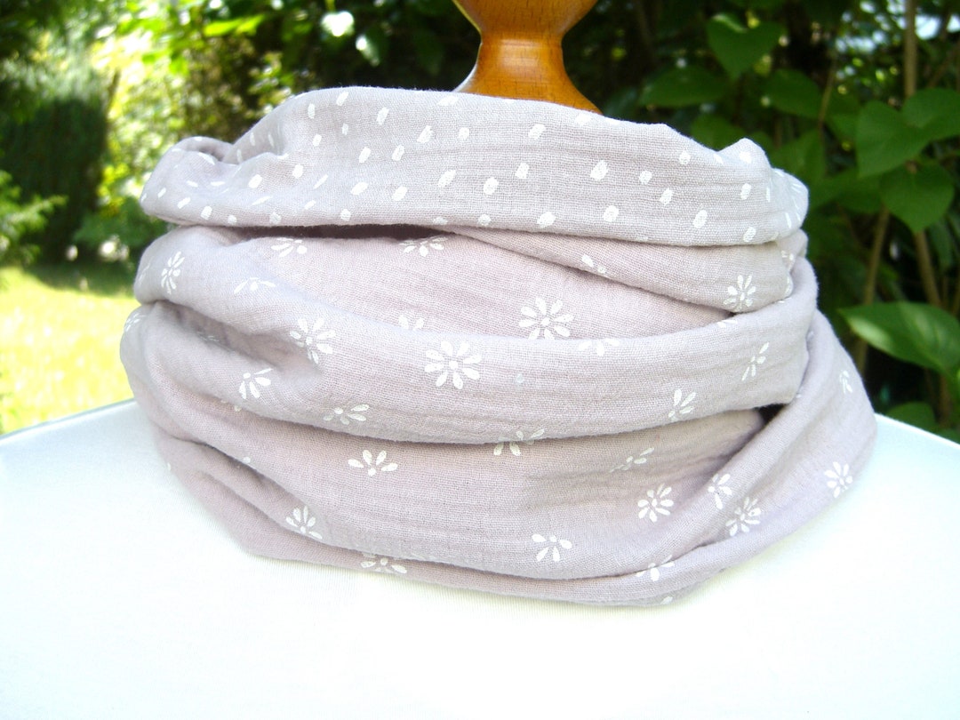 Blümchen Tupfen puderrosa Musselin Schal Loop Biobaumwolle Double