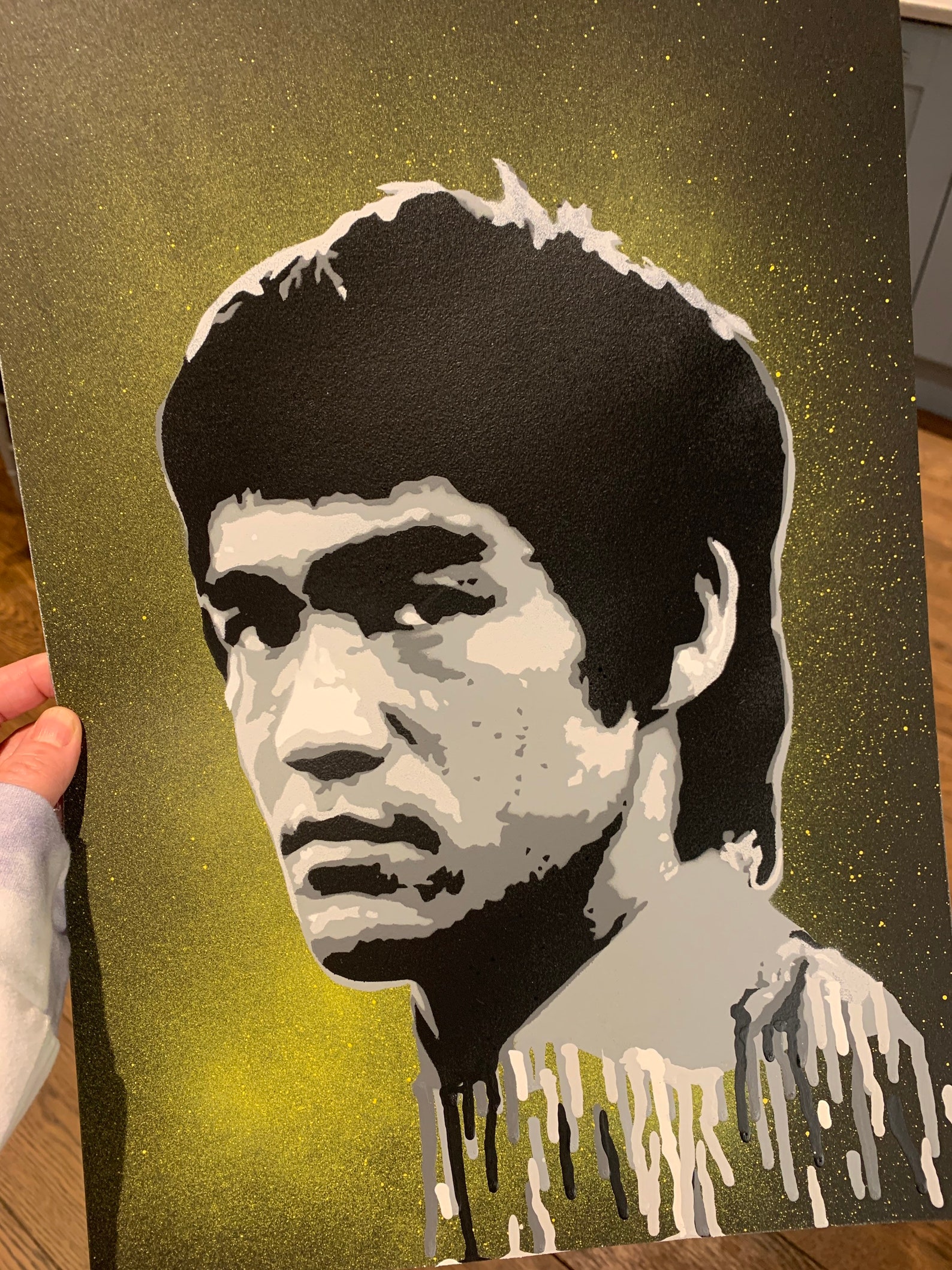 Bruce Lee Original Stencil Spray on Card Etsy