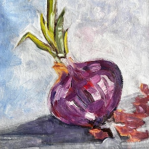 Original Oil Painting &quot;Onion” Impressionistic Art Signed Home Wall Decoration Handmade