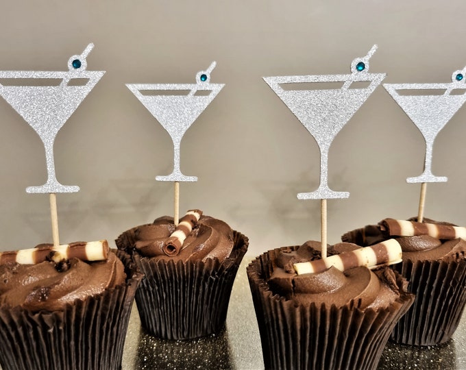 Celebration Cocktail Glass Cake Toppers, Martini Glass Cake Toppers
