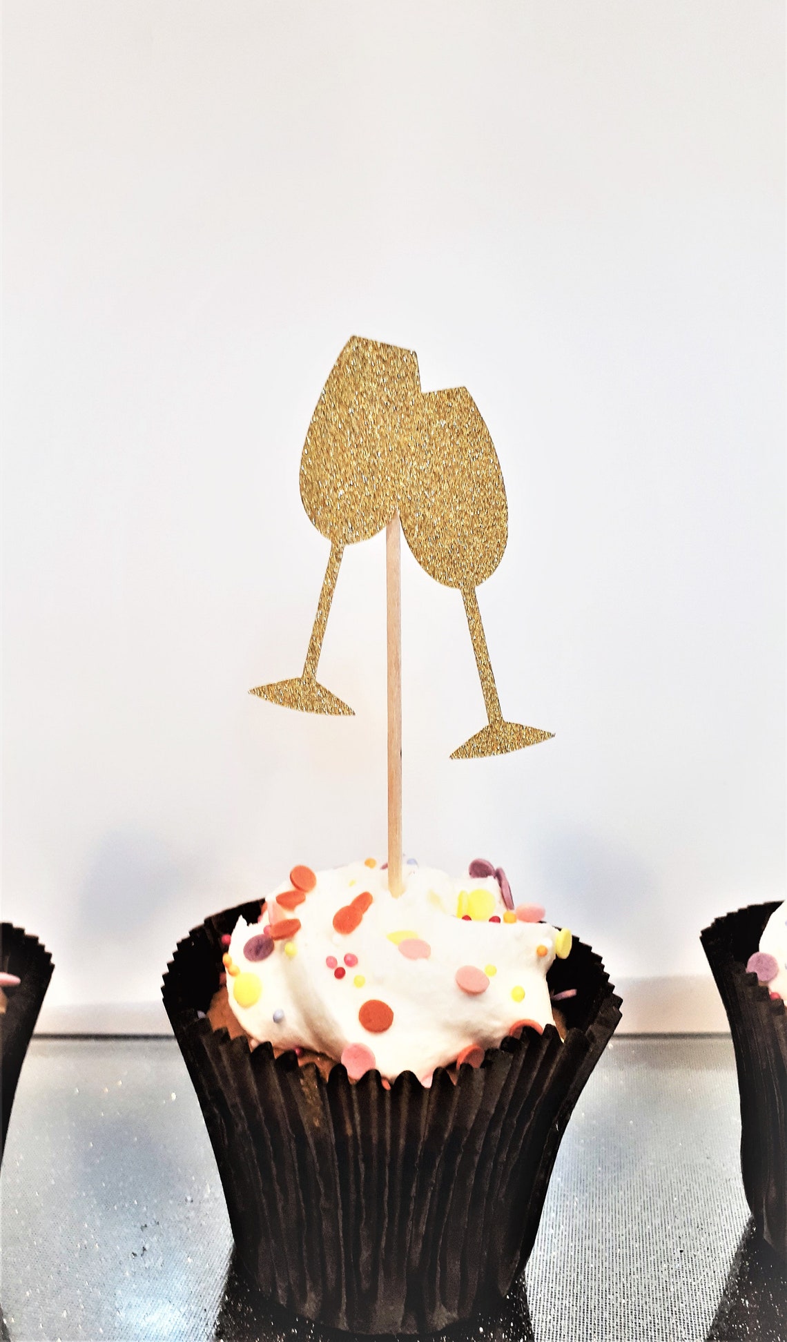 Celebration champagne cupcake toppers. Birthday wedding | Etsy