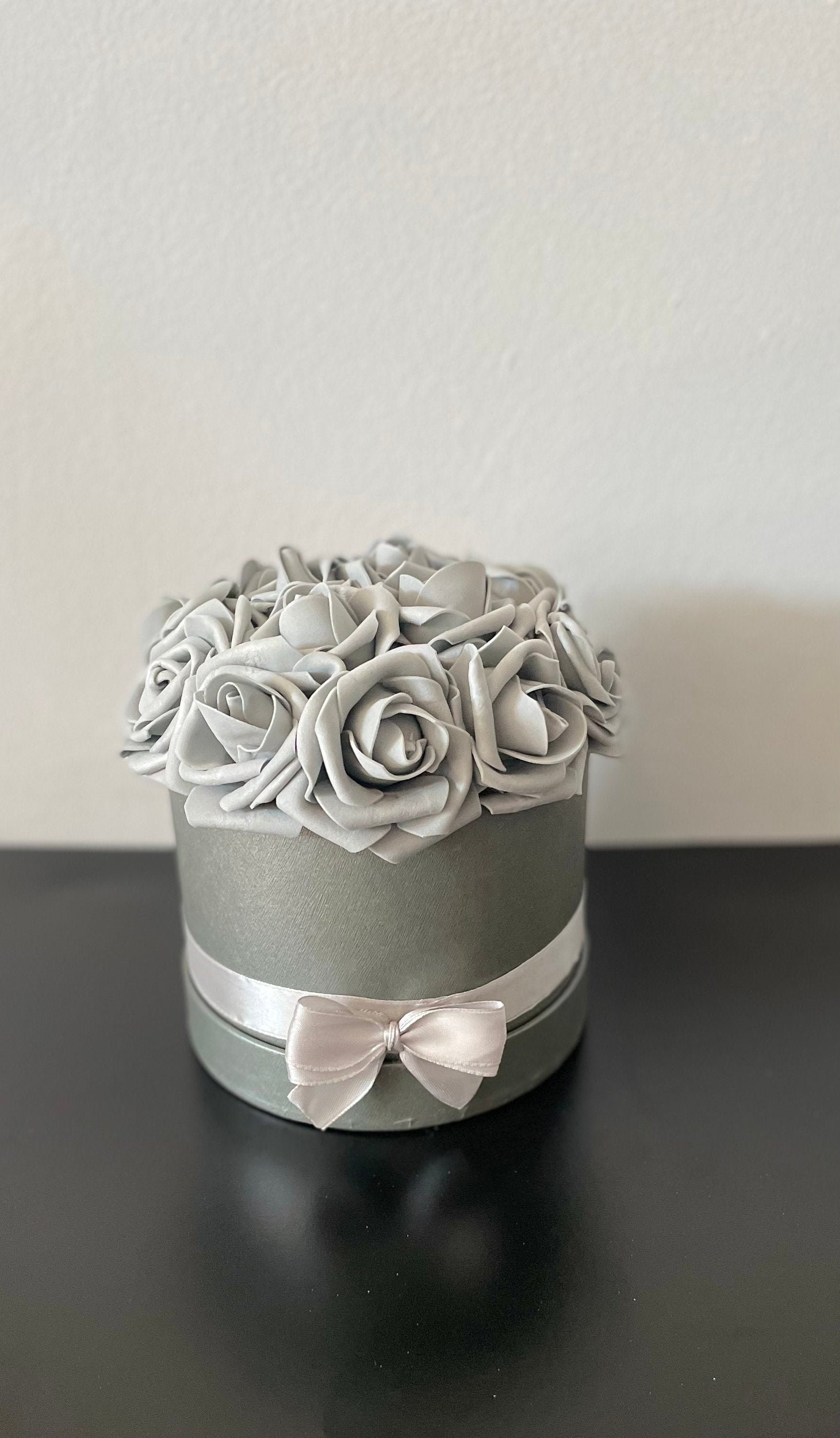 Rose Flower Box Grey Hat Box With Forever Roses Can Be Etsy UK