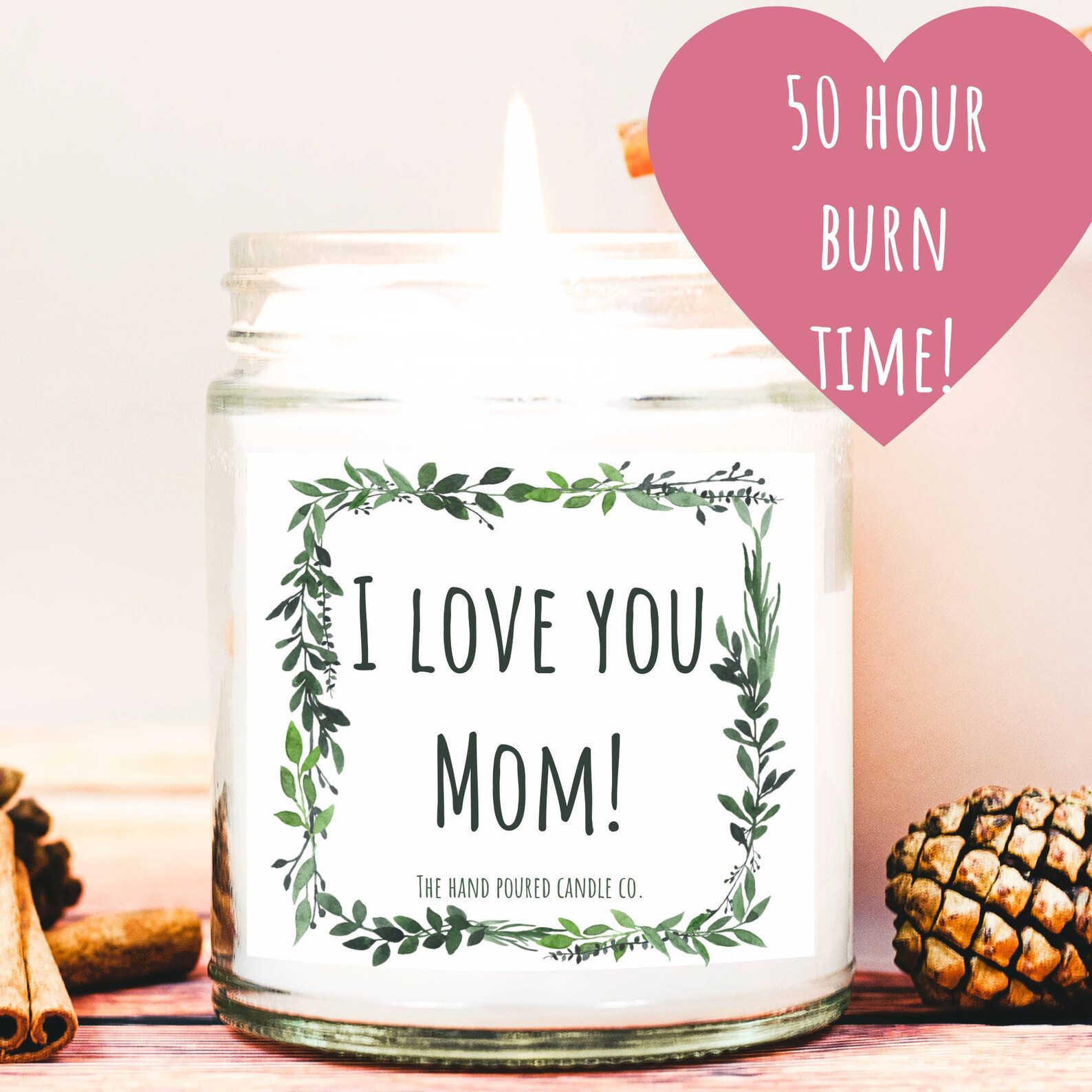 I love you mom candle mothers day gift scented candle for mom Etsy