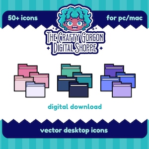 Cute & Colorful Digital Desktop Icon Pack | Windows/PC and Mac Compatible | Instant Digital Download