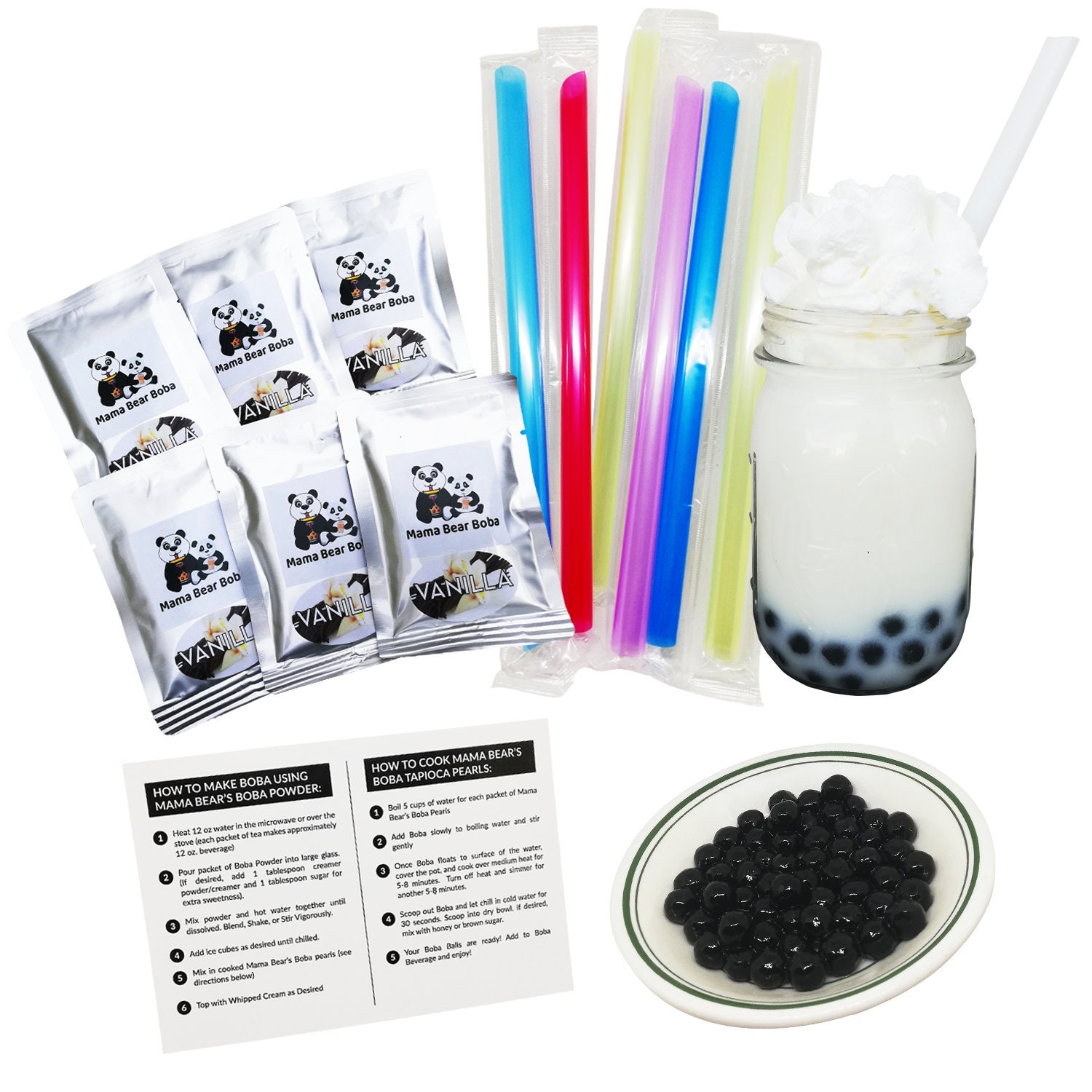 Instant Boba Kit VANILLA MILK Tea Flavor Boba Bubble Tea Kit Etsy UK