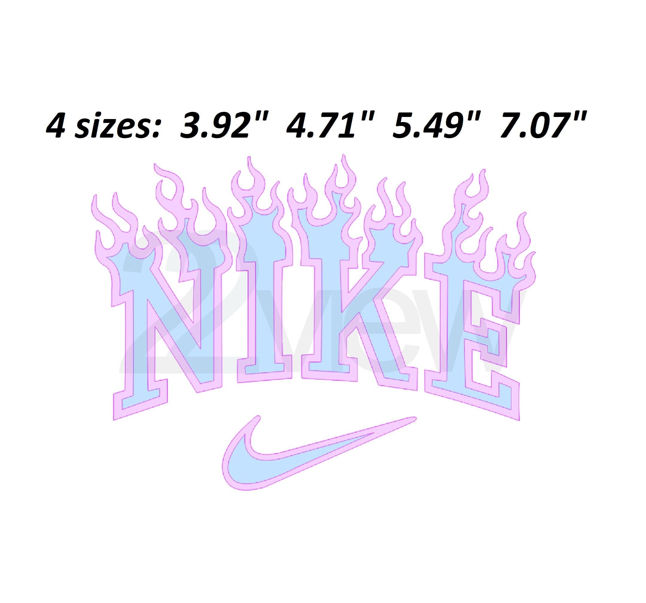 N1ke x Flames Embroidery design, 4 best sizes, 10 formats, Instant Do…
