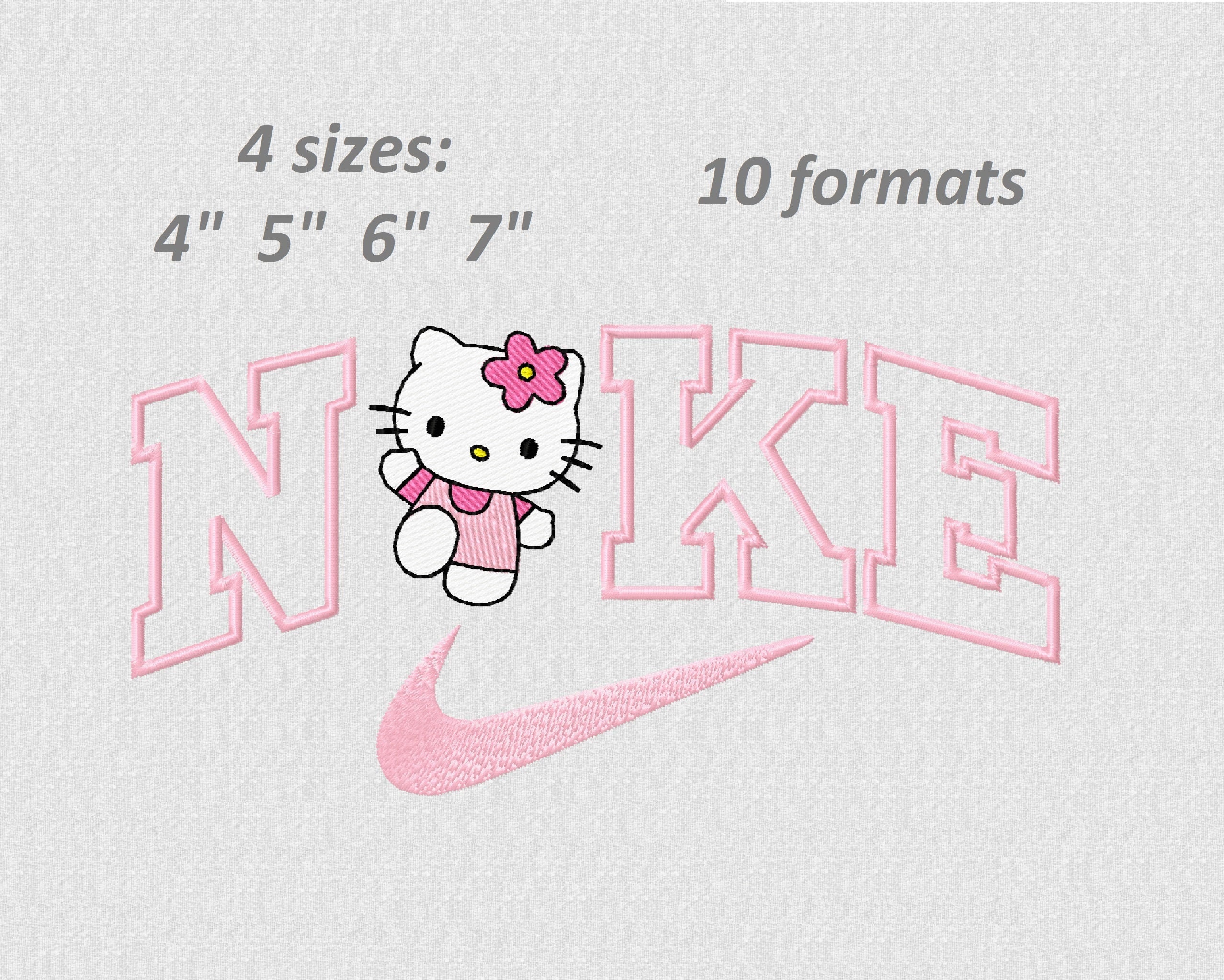 N1ke Kitty Embroidery Files, Kids cute cartoon, 4 best sizes, 10 form…