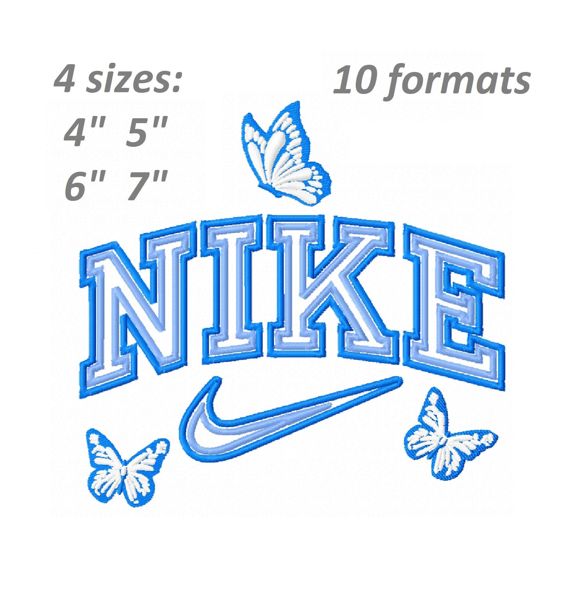 N1ke x Butterflies Embroidery Design, 4 best sizes, 10 formats, Sprin…