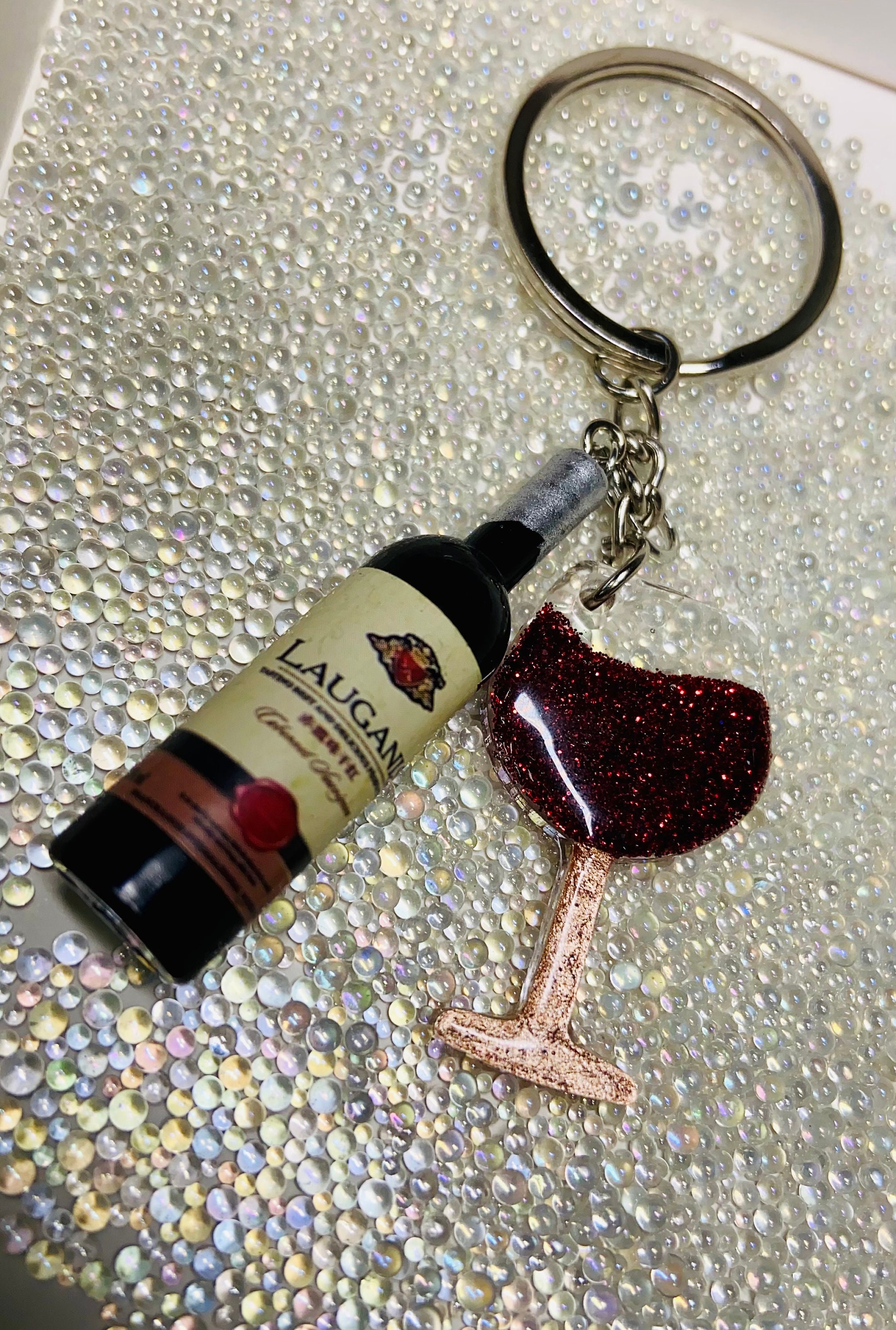 Wine glass keychain wine bottle keychain Etsy