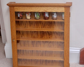 Vintage Collectors, Curio, Spice Wooden Wall Display Cabinet