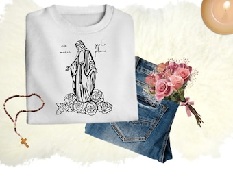 Vintage Mary T-shirt SVG, Ave Maria, Gratia Plena,Catholic svg, religious svg, faith svg, bible Quotes shirt gift svg, png, for cricut