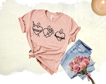 Corazones de la Sagrada Familia Simple SVG, Christian svg, religioso svg, fe svg, Jesús svg, biblia Citas camisa regalo svg, png, para cricut