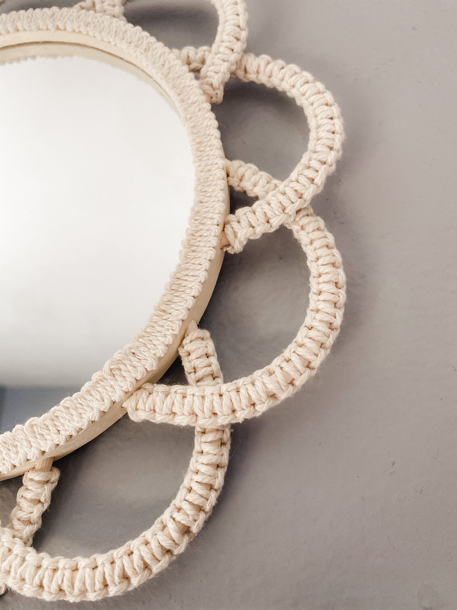 Macrame Mirror Wooden Mirror Cream Macrame Wall Mirror Etsy