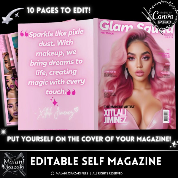 Prom Homecoming Pink Magazine Template Fashion Baddie Custom Magazine Canva Editable Printable DIY Design PLR Personalized Gift Idea EBook