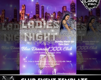 Ladies Night Club Flyer Template, Editable Canva Event (Digital Download)