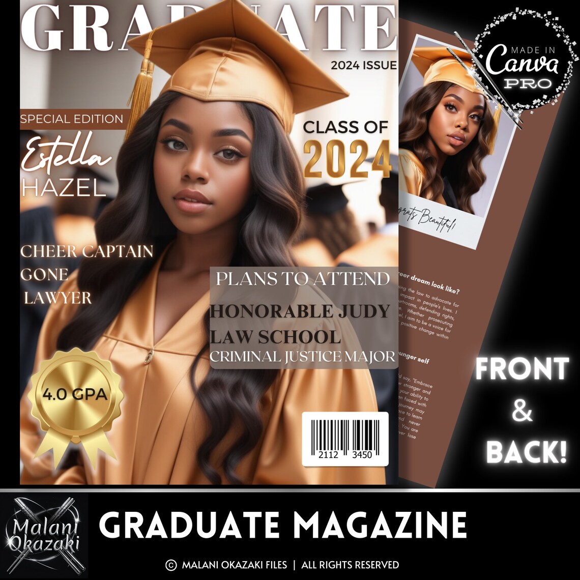 Graduation Lettering Magazine 2026 Graduation Magazine Cover Template (canva Editable) - Etsy