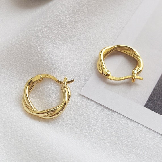 Gold Twisted Hoop Earring
