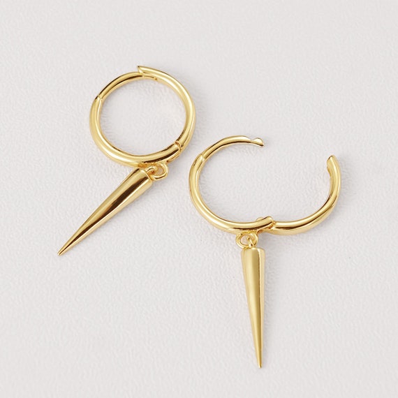 Gold Needle Hoop Earrings