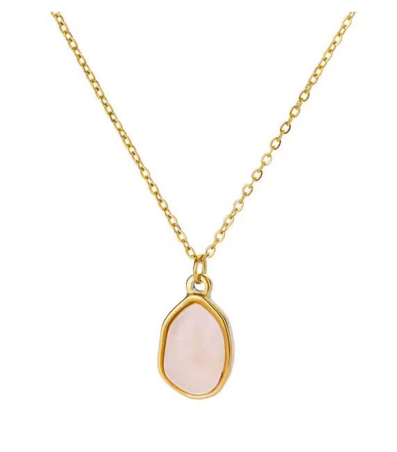 Pink Oval Gem Necklace