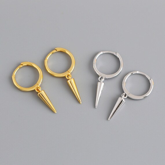 Silver Needle Hoop Earrings