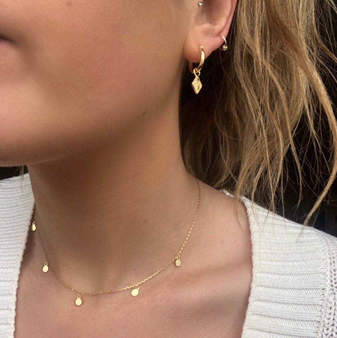 Gold Disc Choker Multi Disc Necklace Dainty Choker Etsy UK