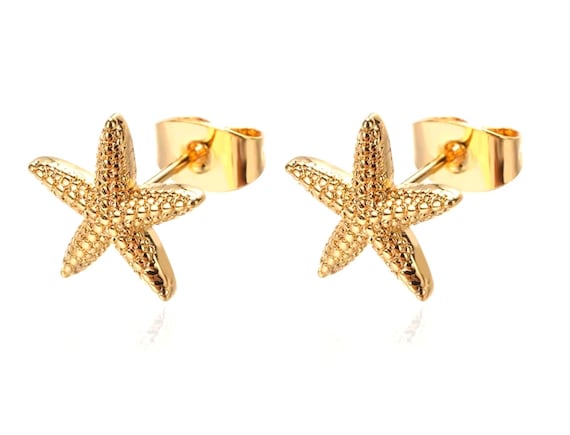 Gold Starfish Stud Earrings