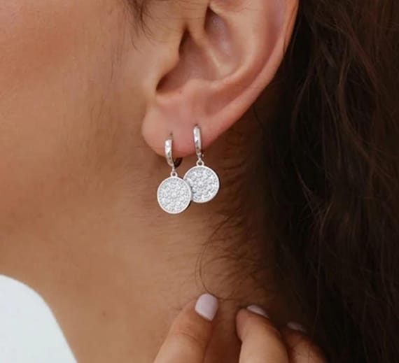Silver Aztec Charm Hoop Earrings