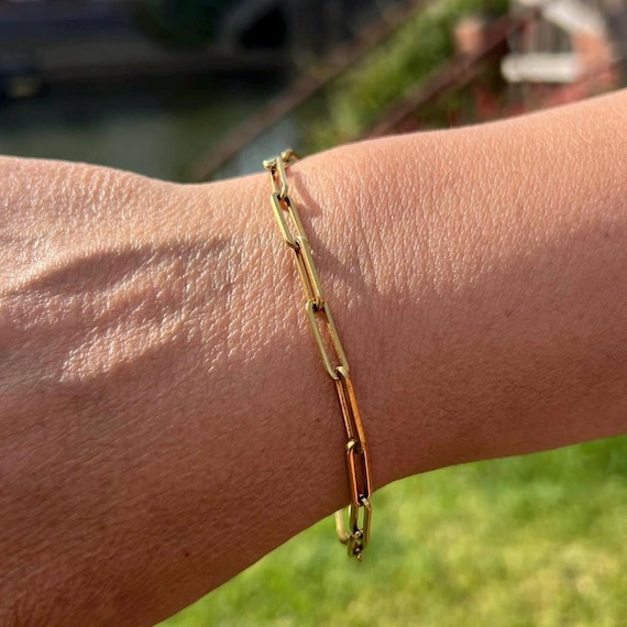 18k Gold Plated Paperclip Link Bracelet - Olive Moon