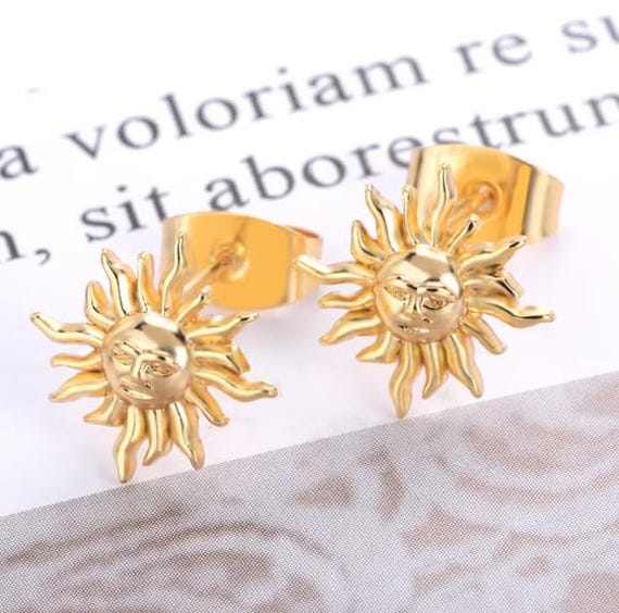 Gold Sun Stud Earrings