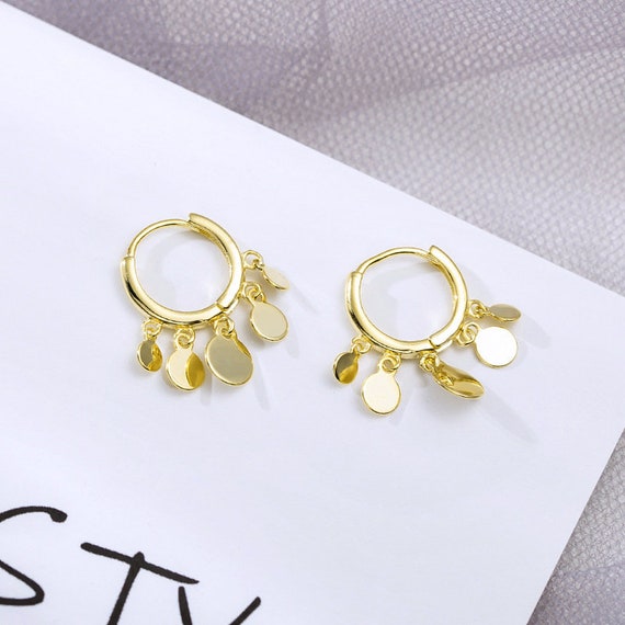 Gold Disc Charm Earrings