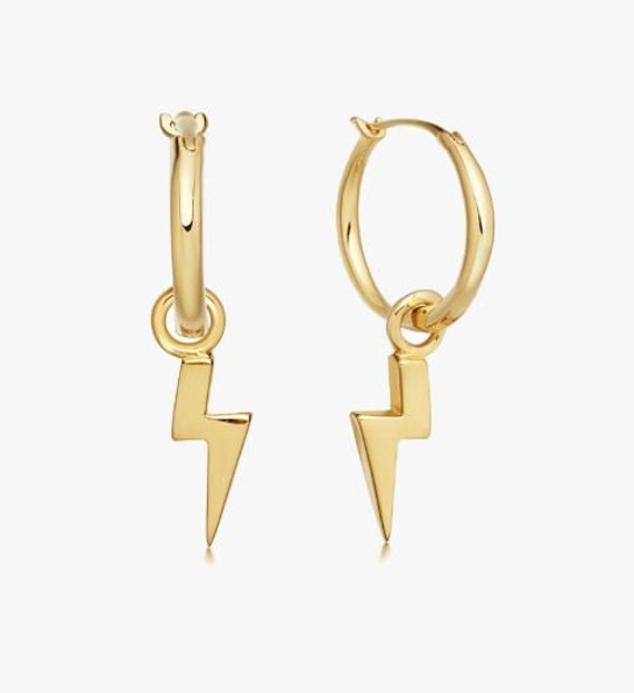 LIGHTNING BOLT charm earrings ,Gold Charm Lightning Earrings, Minimalist Earrings, Molly Mae Earrings