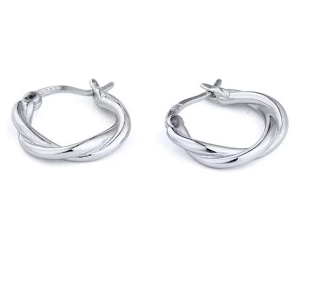 Sterling Silver Twisted Hoop Earrings: Dainty Stackable Hoops - Etsy ...