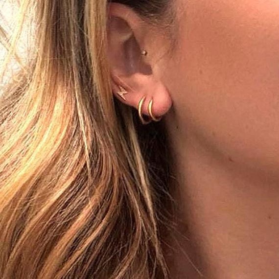 13mm Gold Huggie Hoop Earrings – Small Close Back Hoops, Minimalist Everyday Gold Earrings, Dainty Sleeper Hoops for Women