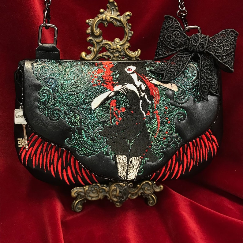 Vampire Evening Bag Clutch Purse shops Black Bow