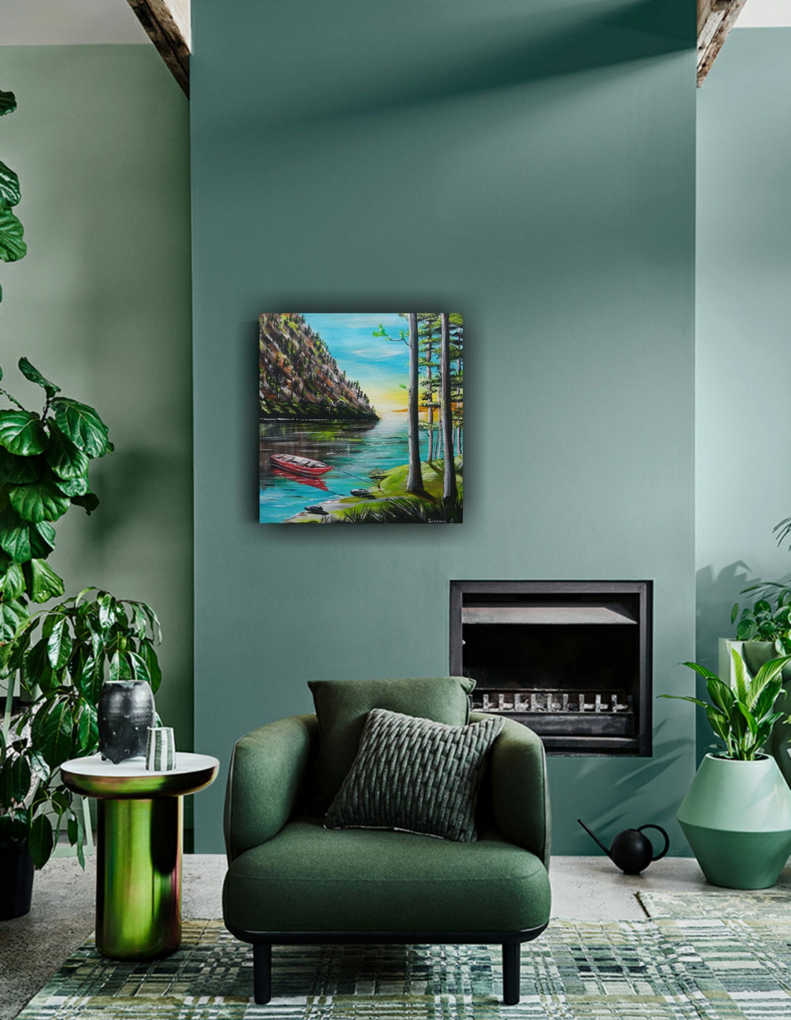 Artwork Above fireplace decor Art Modern Landscape painting Etsy