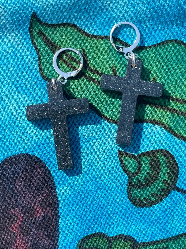 Cross Earrings Upside Down Cross Earrings Pride Cross Etsy
