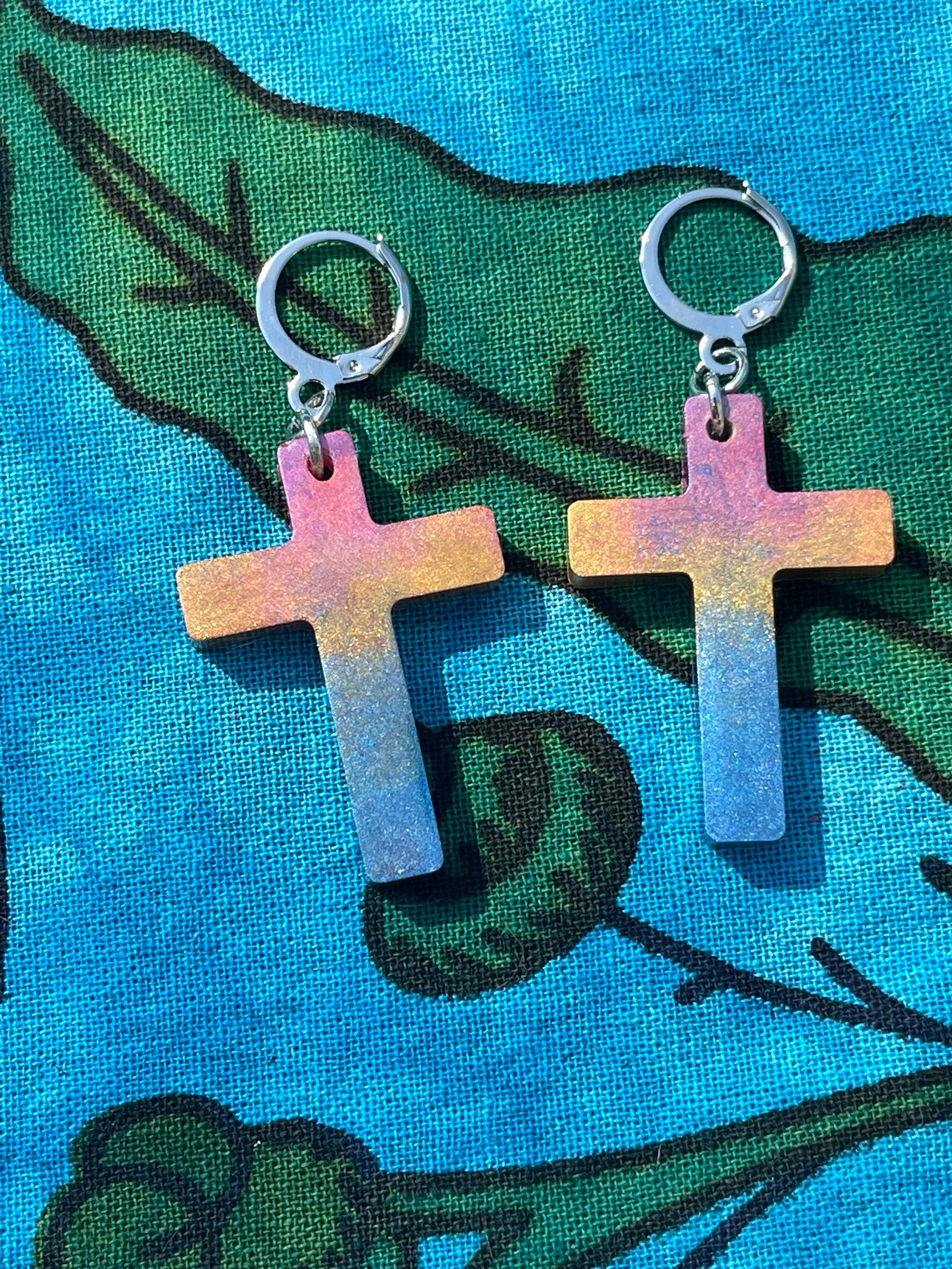 Cross Earrings Upside Down Cross Earrings Pride Cross Etsy