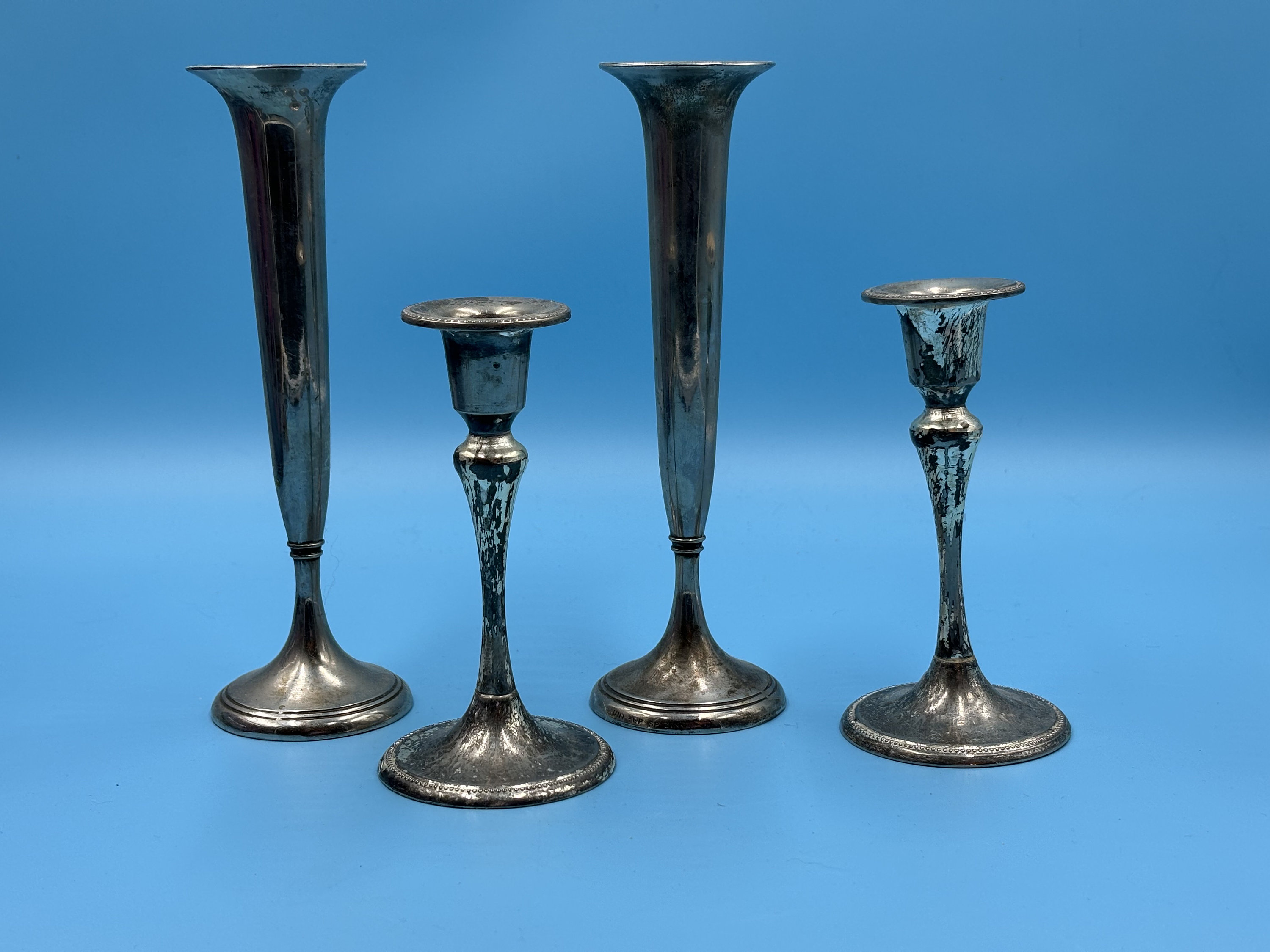 ヴィンテージ EP 亜鉛製キャンドルホルダー - 英国製 - 4個セット
