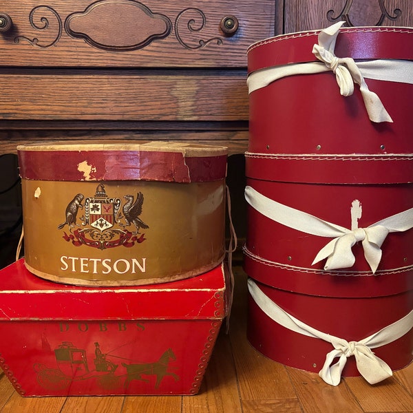 Five Vintage Hat Boxes.  Classic Retro Storage Solutions. Sold Seperately.  Vintage Decor.