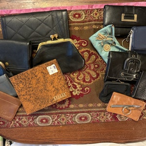 Two Sets of Seven Vintage Leather Wallets and Coin Purses.  Each Set of Seven Sold Seperately.